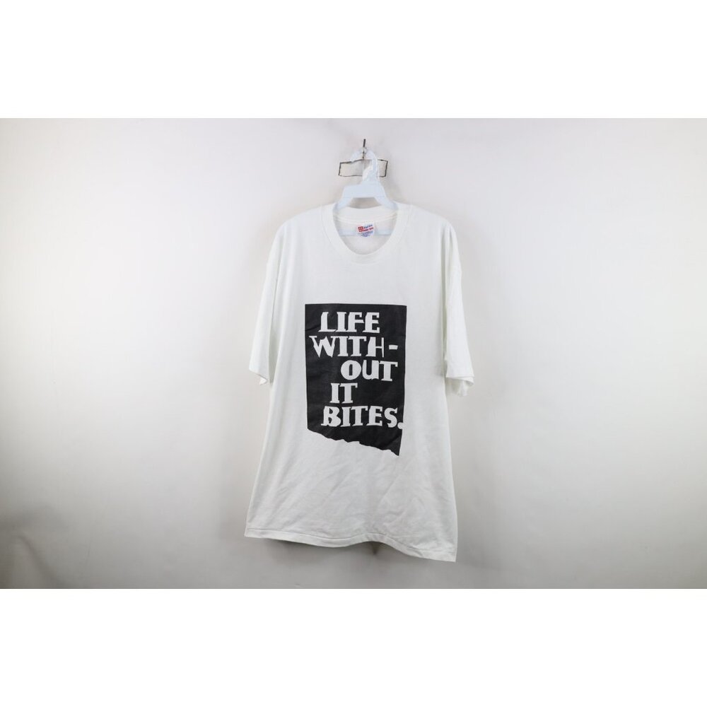 Vtg 90s Streetwear Mens XL Discover Credit Card Life Without It Bites T-Shirt